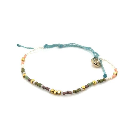 Pura Vida Jewelry - Pura Vida Small Beaded (Brown, Gold, Green) Bracelet